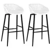 Image de Lot de 2 chaise de bar en metal non pliable H. 95.5 cm interieur blanc