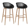 Image de Lot de 2 chaise de bar en plastique non pliable H. 95.5 cm interieur noir