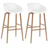 Image de Lot de 2 chaise de bar interieur non pliable en plastique H. 95.5 cm blanc
