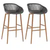 Image de Lot de 2 chaise de bar H. 95.5 cm non pliable en bois interieur gris