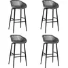 Image de Lot de 4 chaise de bar en metal empilable non pliable interieur H. 95.5 cm gris