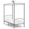 Image de Cadre de lit à baldaquin sans matelas gris métal 90x200 cm