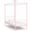 Image de Cadre de lit à baldaquin sans matelas rose métal 90x200 cm