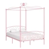 Image de Cadre de lit à baldaquin sans matelas rose métal 140x200 cm