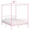 Image de Cadre de lit à baldaquin sans matelas rose métal 160x200 cm