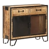 Image de Buffet Commode Armoire Latérale Armoire de Rangement Meuble de Rangement avec 2 Portes et 2 Tiroirs 80x31x71 cm Bois de Manguier Massif Brut
