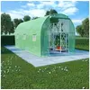Image de Serre Tente Abri Plantes Serre à Fleurs Serre à Plantes Serre de Jardin Serre d'Extérieur 9 m² Vert Tissu PE 4,5x2x2 48165