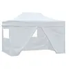 Image de Tente Pliable de Réception avec 4 Parois Tonnelle d'Extérieur Chapiteau de Jardin Voyage de Camping Barbecue Mariage 3x4,5 m Blanc