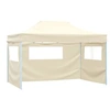 Image de Tente de réception pliable avec 3 parois 3x4 m Acier Crème