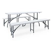 Image de Table pliable de jardin avec 2 bancs 180 cm Acier et PEHD Blanc