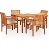 Image de Mobilier à dîner d'extérieur 5 pcs et coussins Acacia solide