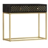 Image de Table console Noir et doré 90x30x75 cm Bois de manguier massif