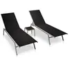 Image de Chaises longues lot de 2 avec table acier et textilène noir