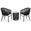 Image de Salon de jardin 3 pieces noir 2 personnes 35.0 x 48 cm Rotin