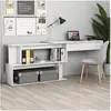 Image de Bureau d angle Blanc brillant 200x50x76 cm Bois d'ingénierie
