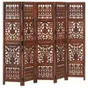 Image de Cloison de séparation 5 panneaux Marron 200x165cm Bois manguier