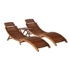 Image de Lot de 3 chaise longue H. 64 cm L. 184 cm marron en bois massif non empilable pliable
