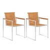 Image de Lot de 2 chaise en acacia empilable non pliable H. 85 cm exterieur marron