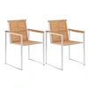 Image de Lot de 2 chaise exterieur empilable non pliable en teck H. 85 cm marron