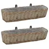 Image de Jardinières de balcon 2 pcs osier avec revêtement en PE 80 cm