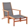 Image de Chaise de jardin et repose-pied Gris Eucalyptus et textilène