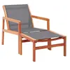 Image de Chaise de jardin et repose-pied Gris Eucalyptus et textilène