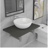 Image de Meuble de salle de bain en deux pièces Céramique Gris