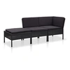 Image de Canapé de jardin - Résine tressée et coussins - Noir