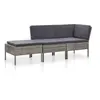 Image de Salon de jardin 3 pcs avec coussins Résine tressée Gris