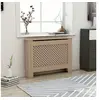 Image de Cache-radiateur en MDF brun - - 112x19x81 cm - Design moderne à lattes