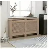 Image de Cache-radiateur en MDF brun - - 152x19x81 cm - Design moderne à lattes