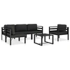 Image de Salon de jardin - 2 canapés d'angle + 2 canapés central + 1 fauteuil + 1 table - Aluminium Anthracite
