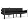 Image de Canapé de jardin - 3 pièces - Aluminium Anthracite avec coussins