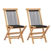 Image de Chaises pliables de jardin lot de 2 Bois teck solide et corde