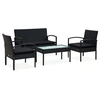 Image de Ensembles canapes. fauteuils et tables de jardin resine tressee noir 4 pieces 75.0 x 40 x 72 4 personnes