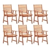 Image de Lot de 6 chaise en acacia non pliable H. 92 cm exterieur marron
