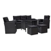 Image de Salon de jardin 6 pcs avec coussins Résine tressée Noir