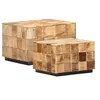 Image de Tables basses 2 pcs avec design de blocs Bois de manguier brut