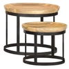 Image de Tables d appoint rondes 2 pcs Bois de manguier solide et acier