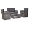 Image de Salon de jardin 4 pcs avec coussins Résine tressée Gris