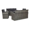 Image de Mobilier à dîner de jardin - 1 table + 4 canapés - Résine tressée - Gris