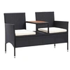 Image de Banc de jardin 2places et table à thé 143cm Résine tressée Noir