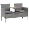 Image de Banc de jardin 2 places et table à thé 143 cm poly rotin gris