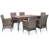 Image de Salon de jardin 7 pieces 6 personnes resine tressee 150.0 x 90 x 75 gris