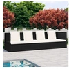Image de Lit de jardin avec coussin et oreillers Résine tressée Noir