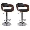 Image de Tabourets de bar lot de 2 noir bois courbé et similicuir
