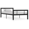 Image de Cadre de lit sans matelas noir et blanc métal 90x200 cm