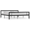 Image de Cadre de lit sans matelas noir et blanc métal 180x200 cm