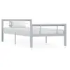 Image de Cadre de Lit Sommier à Lattes Lit Simple Lit Adulte Cadre à Lattes sur Pied Chambre à Coucher Maison Intérieur Gris et Blanc Métal 90x200 cm