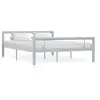 Image de Cadre de lit sans matelas gris et blanc métal 160x200 cm